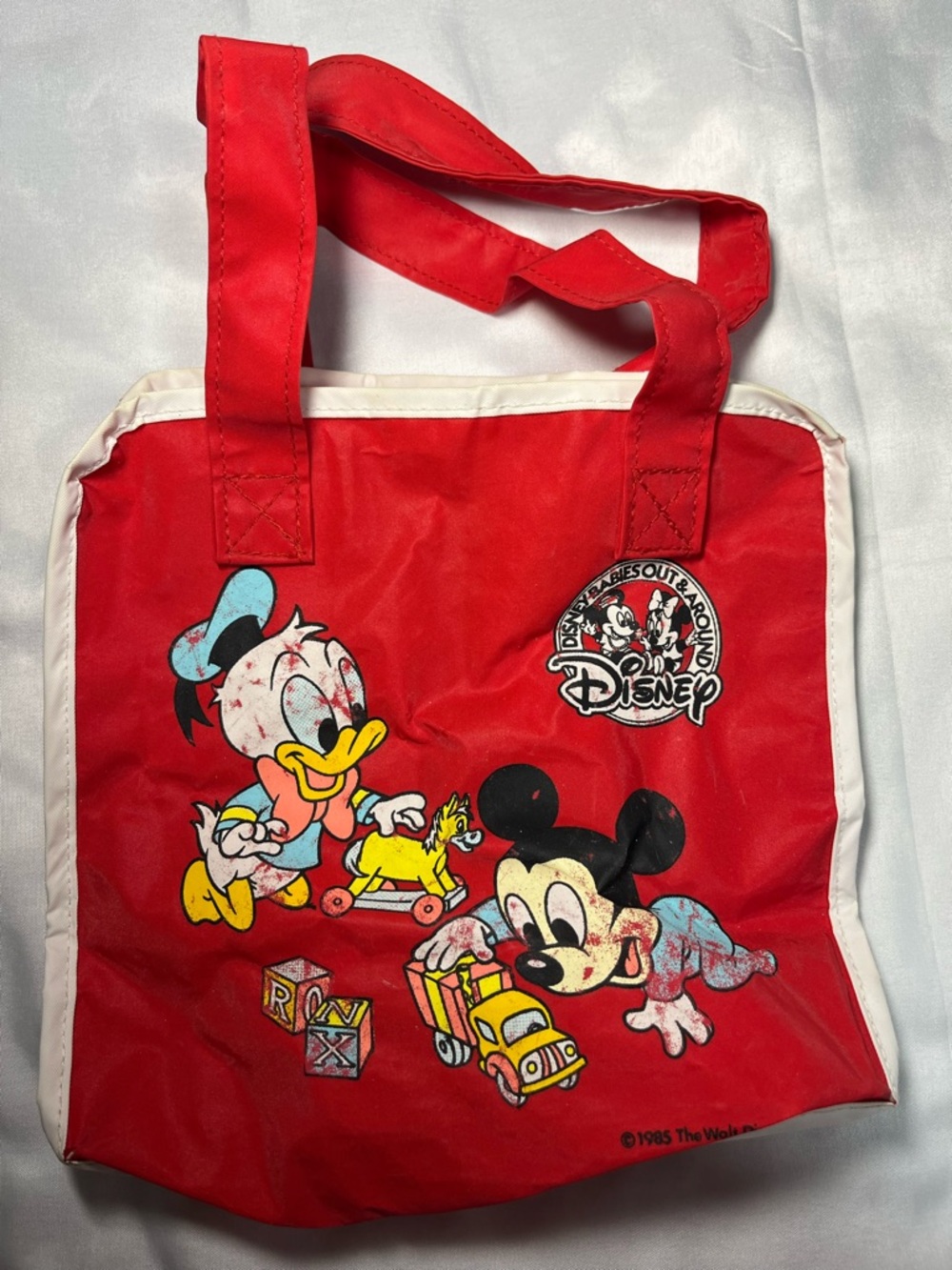 Vintage 1985 Disney Babies Out & Around Tote Bag Walt Disney Mickey Mouse Donald